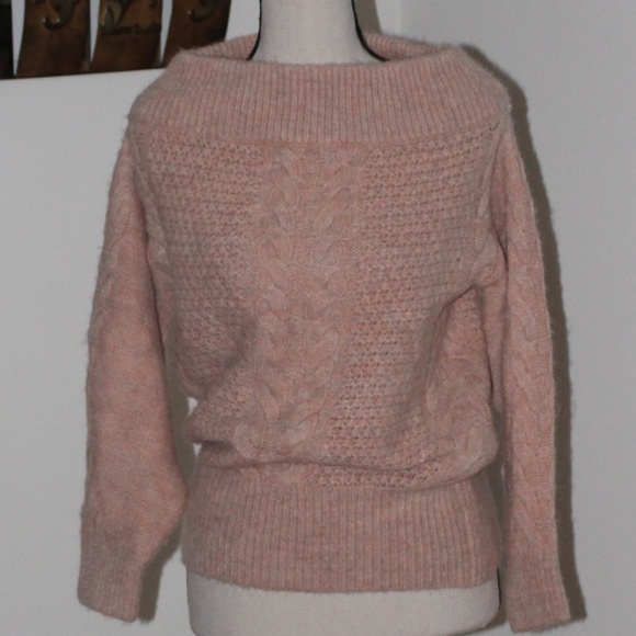 Sleeping On Snow, cable knit off the shoulder soft sweater Anthropologie - Picture 3 of 13